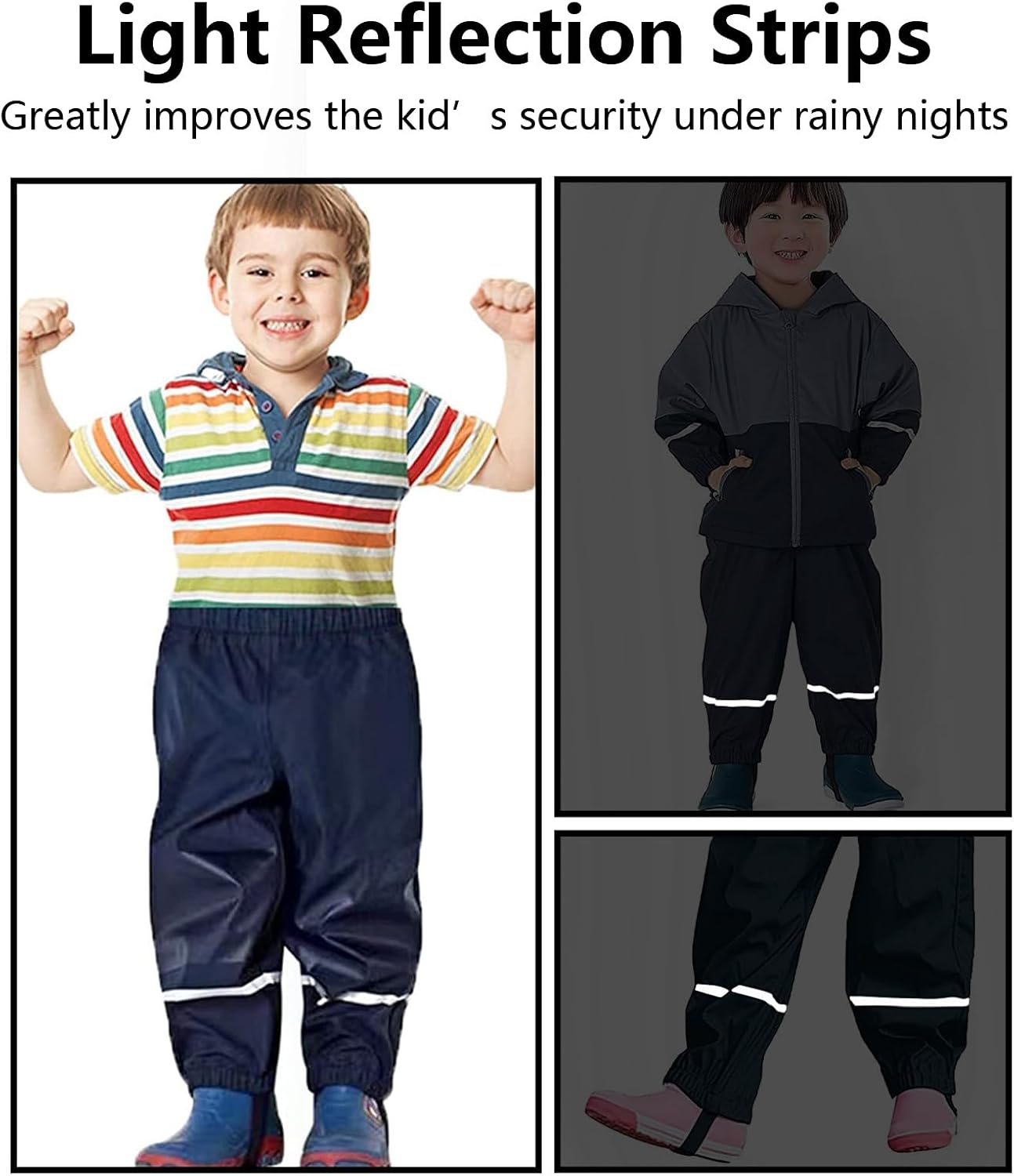 Unisex Kids Rain Pants,Toddler Waterproof and Windproof Rain Trousers Over Pants,Mud Dirty Proof for Girls Boys 98-134 - Image 2