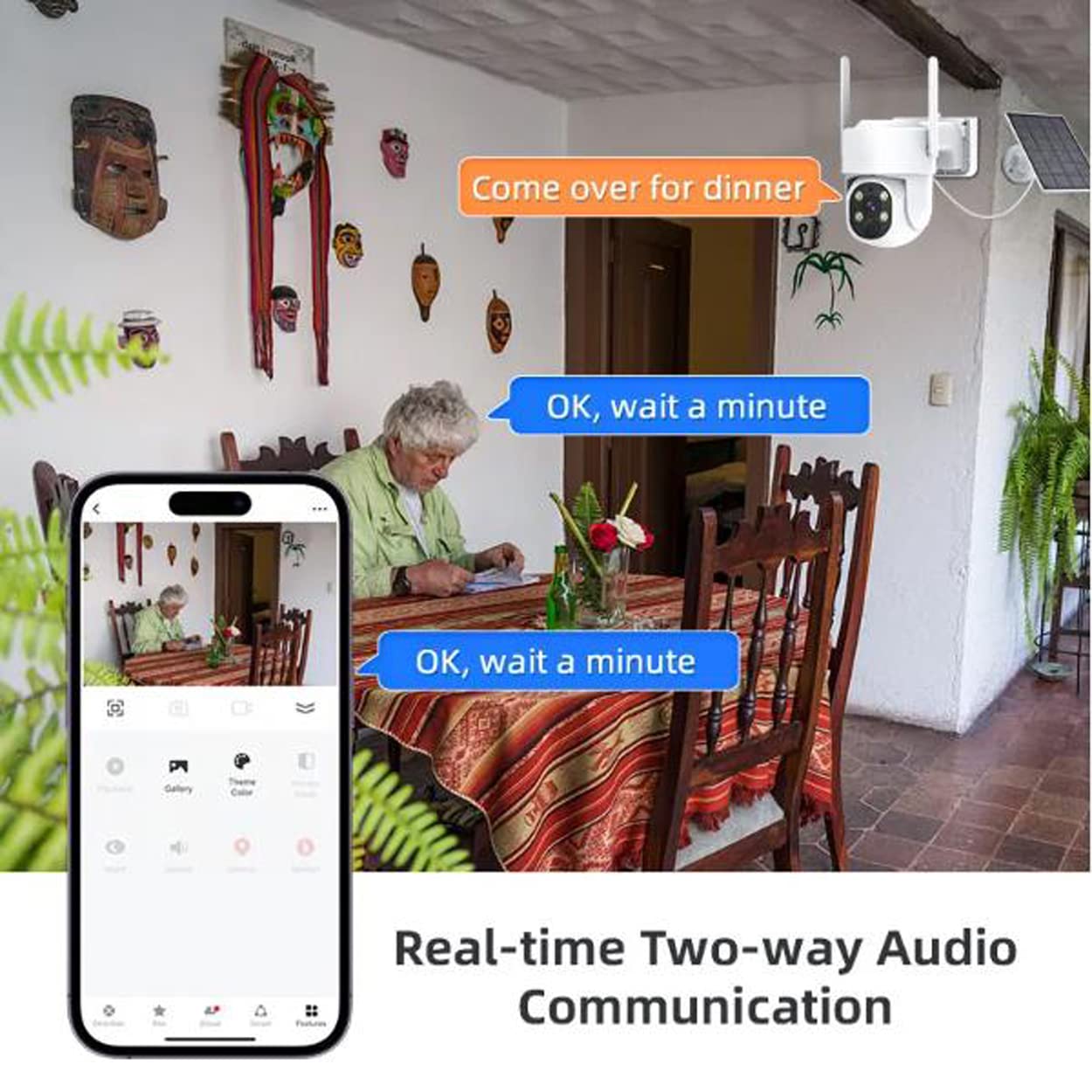 Kit di telecamere di sicurezza a energia solare WiFi wireless a 8 canali con monitor NVR, sistema di telecamere di sorveglianza solare da 4 MP con rilevamento di movimento, con disco rigido 2T