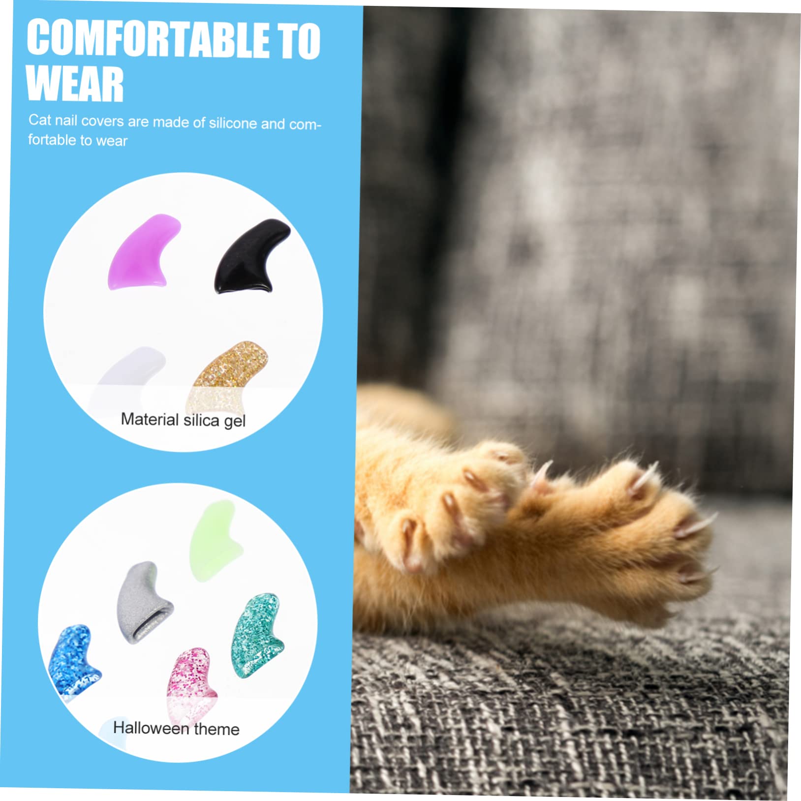 Kit De 20 Griffes pour Chat, Protège-Griffes pour Chien, Protège-Griffes pour Animaux De Compagnie, Protège-Griffes Colorés pour Chat, Protège-Griffes pour Chien, Fournitures