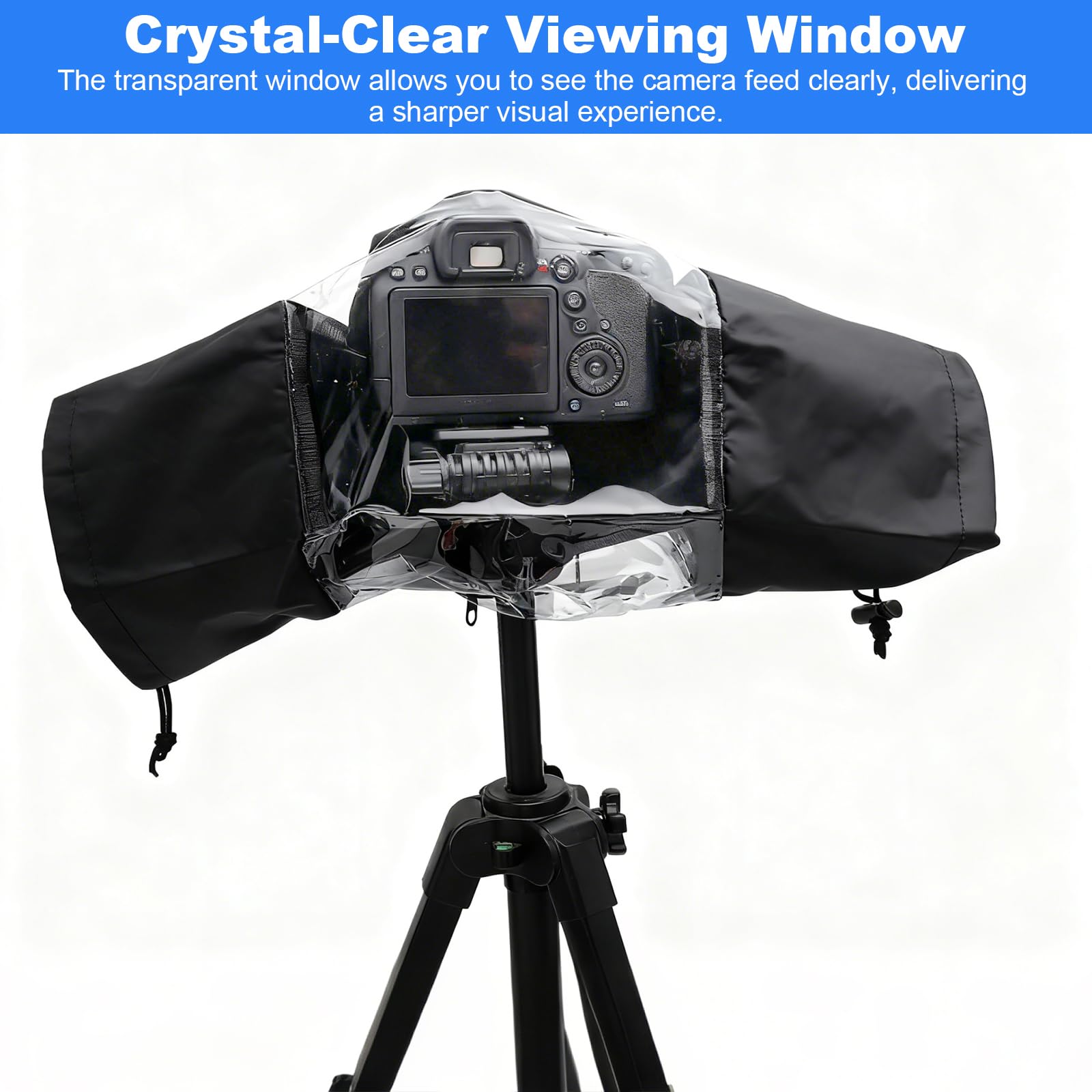 Housse de pluie imperméable pour appareil photo reflex numérique avec fenêtre transparente