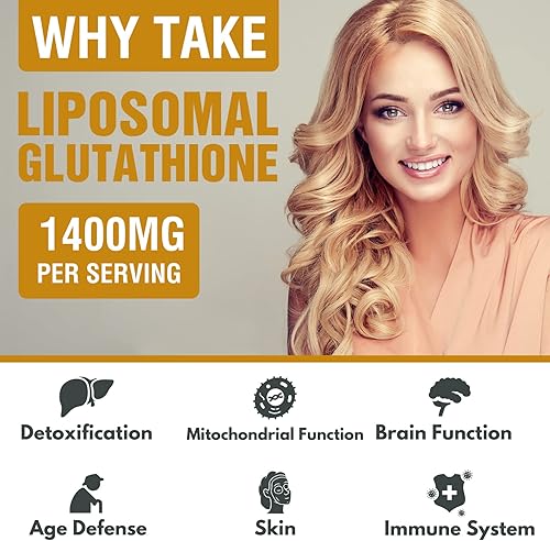 Miniatura 4 de 1400 mg de glutatión liposomal, suplemento de glutatión reducido con complejo de absorción superior con vitamina C, ácido hialurónico, antioxidante