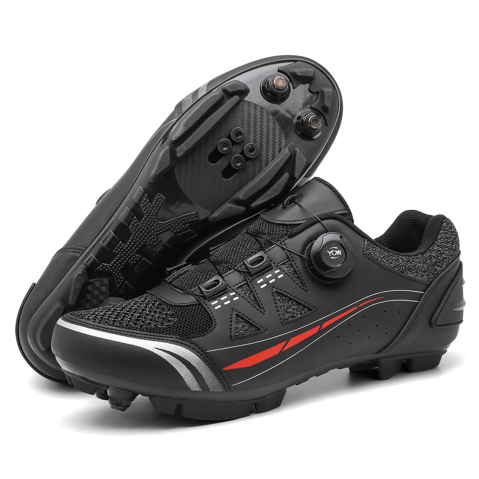 Scarpe da Ciclismo Uomo, Scarpe da Mountain Bike per Bici da Strada Compatibili con Pedali SPD 2 Bulloni con Tacchette per Scarpe da Corsa per Interni e all'aperto