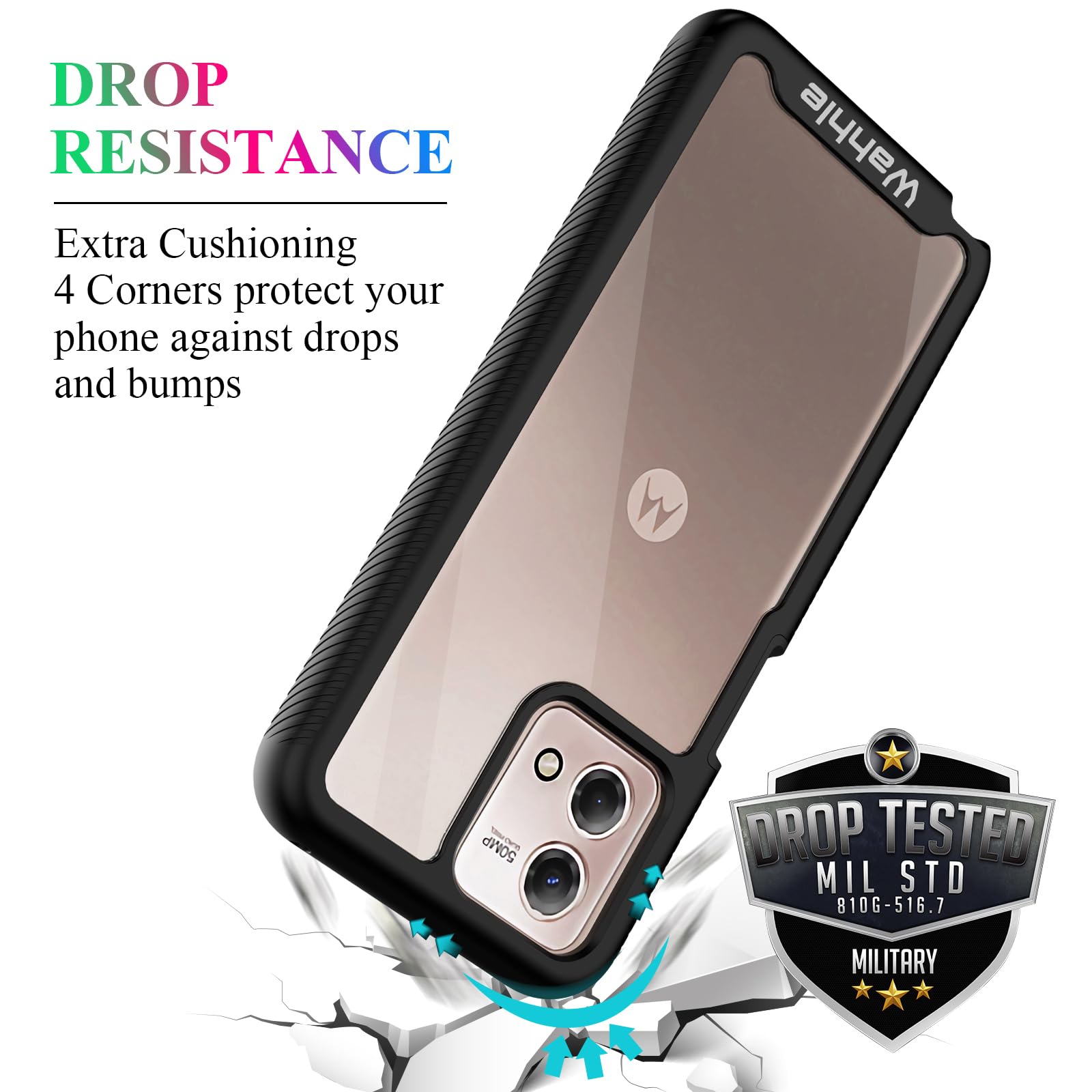 Custodia Wahhle Per Moto G Stylus 5G 2023 – Antiurto Con Pellicola Integrata, Slim Fit, Nero/trasparente, Protezione Militare