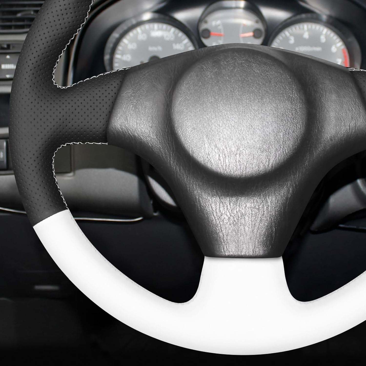 MEWANT Hand Stitch Steering Wheel Cover for Toyota RAV4 1998-2003 / Celica 1999-2006 / Corolla 2003-2008 / Matrix 2002-2008 / MR2 1999-2007 / Supra/Caldina, Custom Fit DIY Wrap Interior Accessories