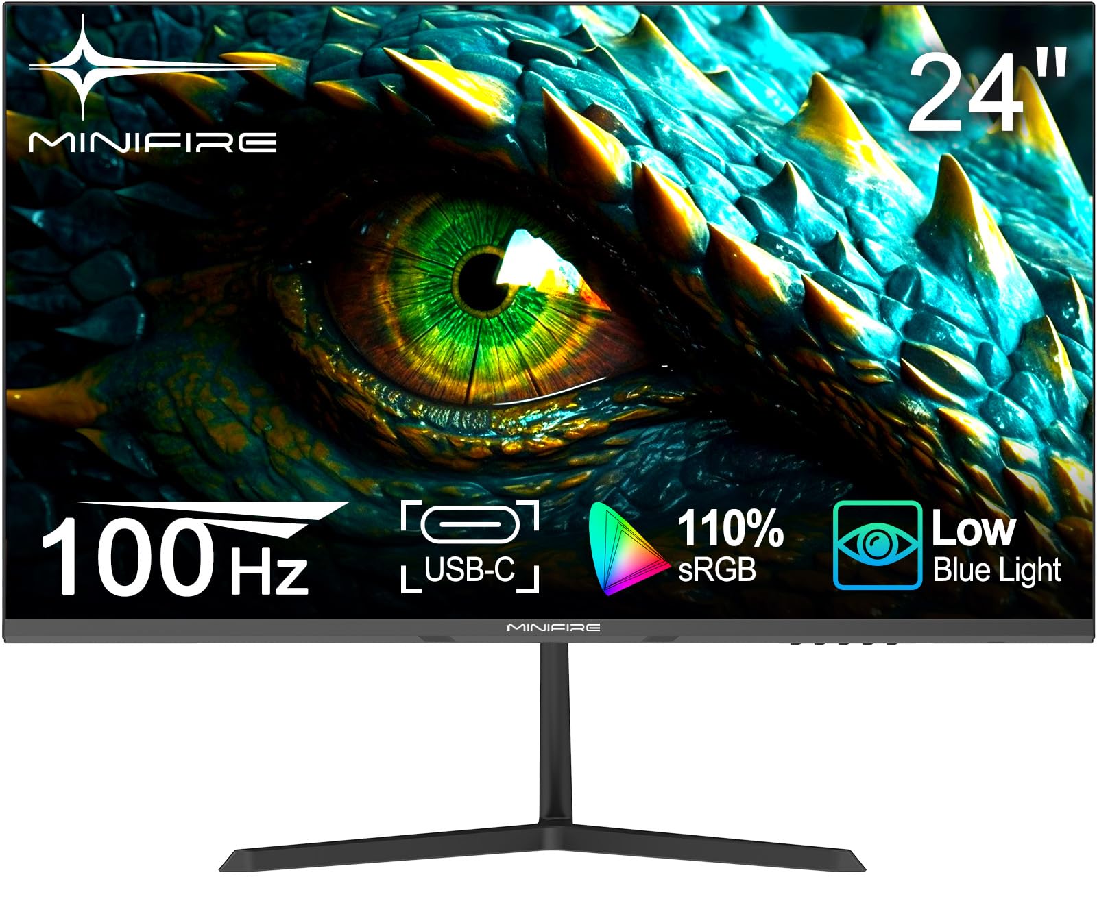 Minifire 27 Inch 120Hz Curved Monitor, USB Type-C Port, Built in Speaker, Eye-Care for Business/Office, FHD 1080p PC Screen, VESA 100x100, FlickerFree, Lowblue Mode, Anti Glare, HDMI Port (MF27C1) — view 10