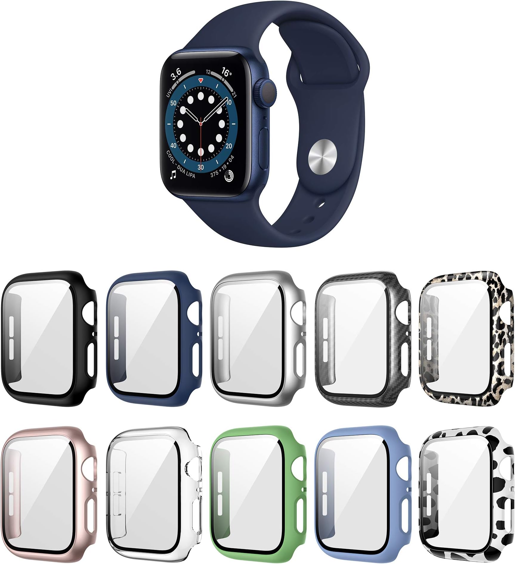 10 Pack case for Apple Watch Series 3 Series 2 38mm Screen Protector with Tempered Glass, Hard PC HD Full Cover Protective iwatch.