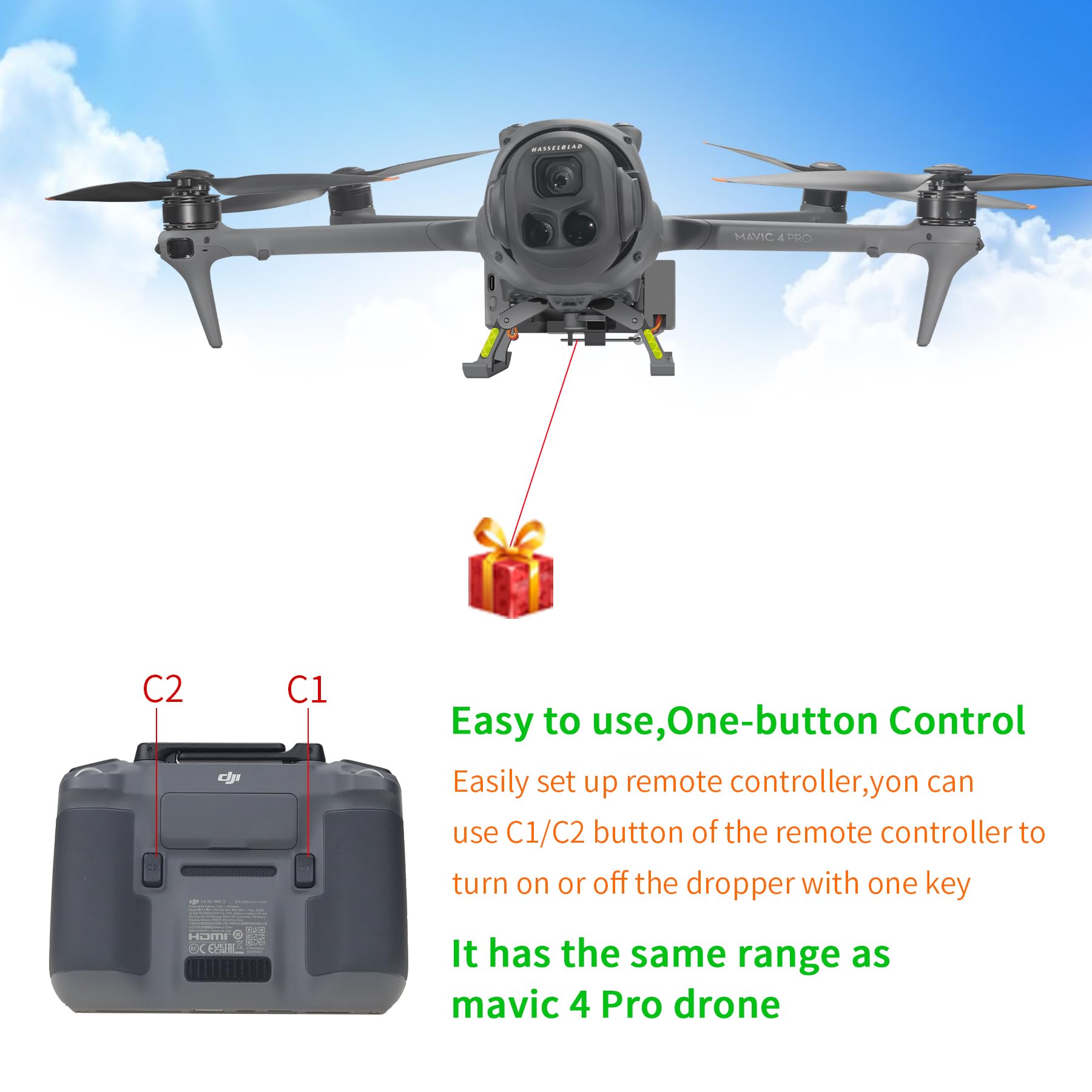 LYONGTECH Release and Drop Device System for DJI Mavic 4 Pro Drone,Droper Fishing Hook Release Kit,Payload Delivery Accessories - Image 3