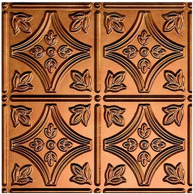 FASÄDE Traditional Style/Pattern 1 Decorative Vinyl Glue Up Ceiling Panel in Antique Bronze (12X12 Inch Sample)