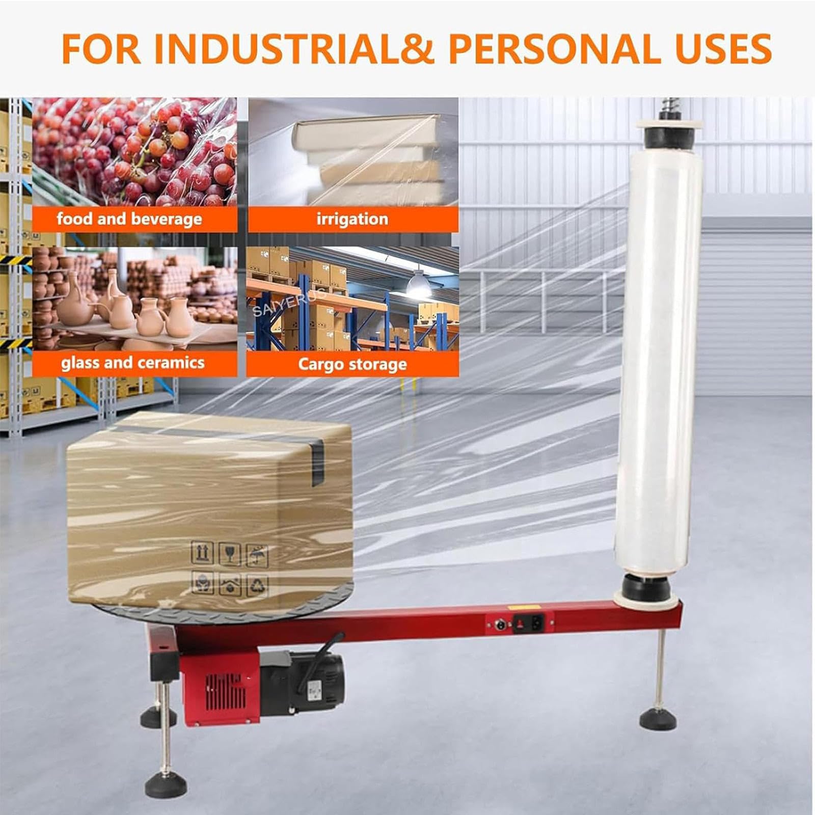 Dispensador de Film Estirable de Mesa, Máquina eléctrica de Embalaje de Film Estirable, Dispensador de Film Transparente para Rollo de Film Estirable Dentro de 70cm
