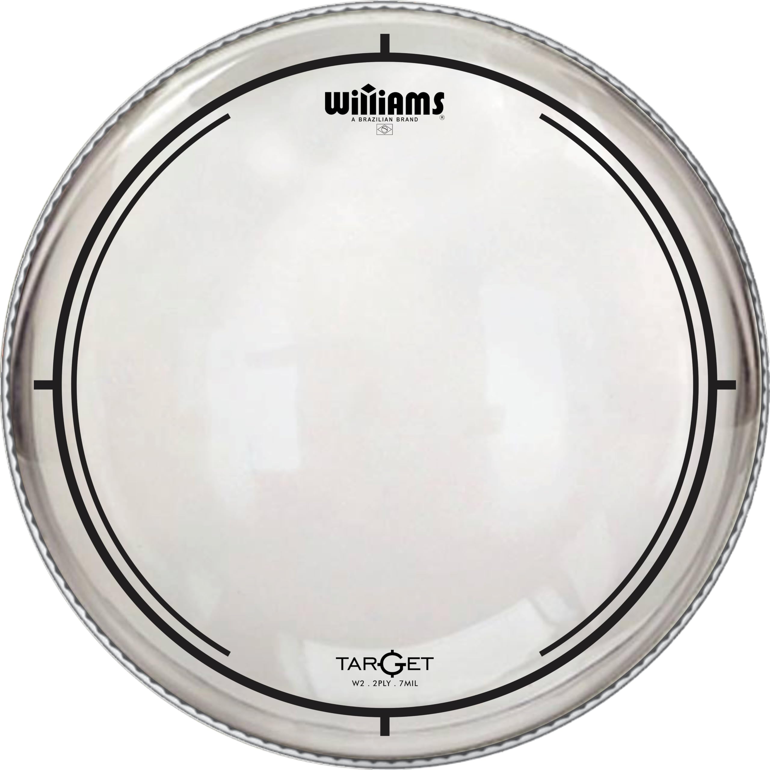 Williams Target Drumfell-Set, 2-lagig 7mil, Für Tom/Standtom/Bassdrum, Rot/Weiß/Blau (transparent, 10")