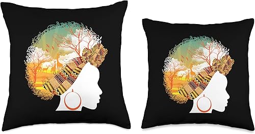 Miniatura 3 de Cool Love Afro American Melanin Culture Designs Best African Queen Gift  Black Roots Safari Lover Women Throw Pillow, 18x18, Multicolor