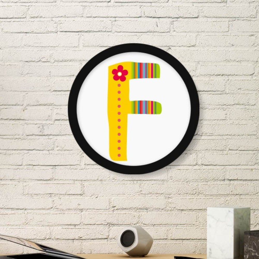 Stickers muraux F Alphabet Fleur Motif Mignon Image Ronde Cadre Art Prints