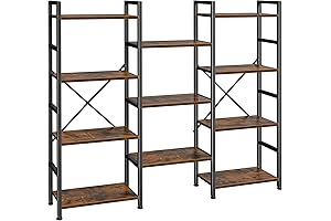 SUPERJARE Triple 4 Tier Bookshelf, Office Organization Essential