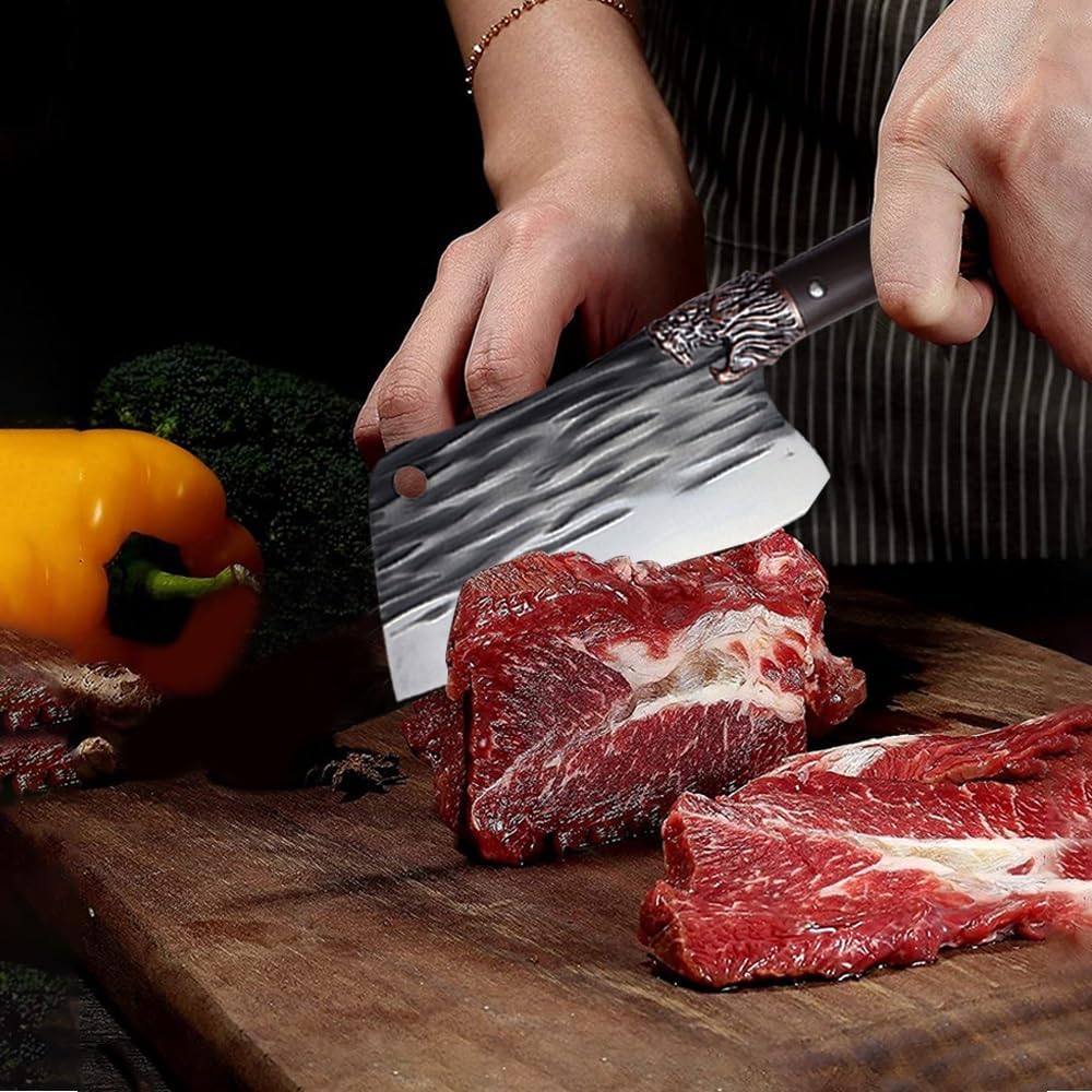 Meat Cleaver,Cleaver Knife Kitchen Knife With Ergonomic Handle Sharp Strong Meat Fish Vegetable Chef Knife 4Cr13 Stainless Steel Knife