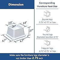 Vista 6 de Elevadores de cama resistentes de 2 pulgadas, elevadores de muebles para marco de cama, sofá, escritorio, silla, elevan hasta 1500 libras, juego