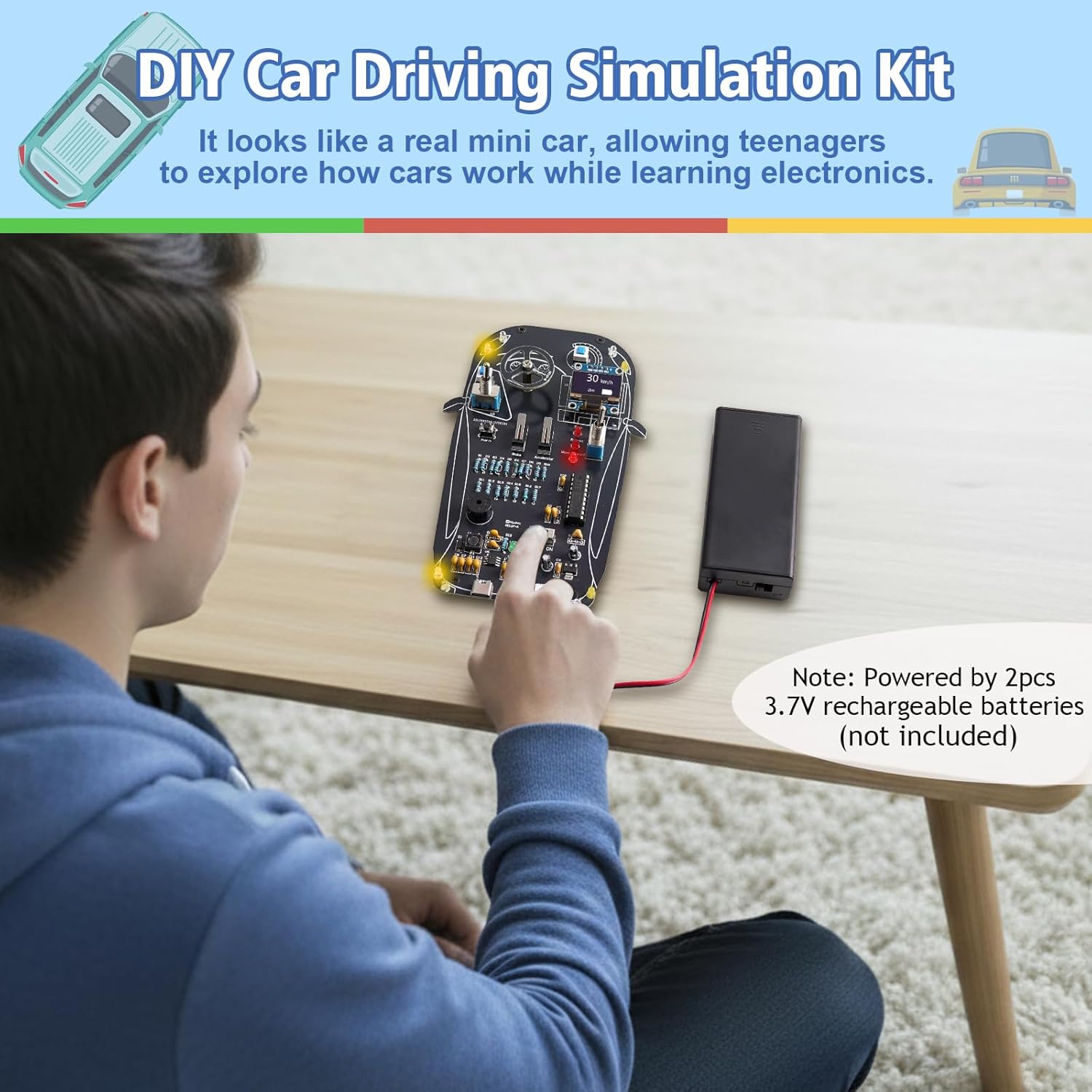 MIOYOOW Car Driving Simulator Soldering Kit, STEM DIY Electronic Project with Gear Shifting, Lights & OLED Display, Educational Solder Practice Kit for School Learning