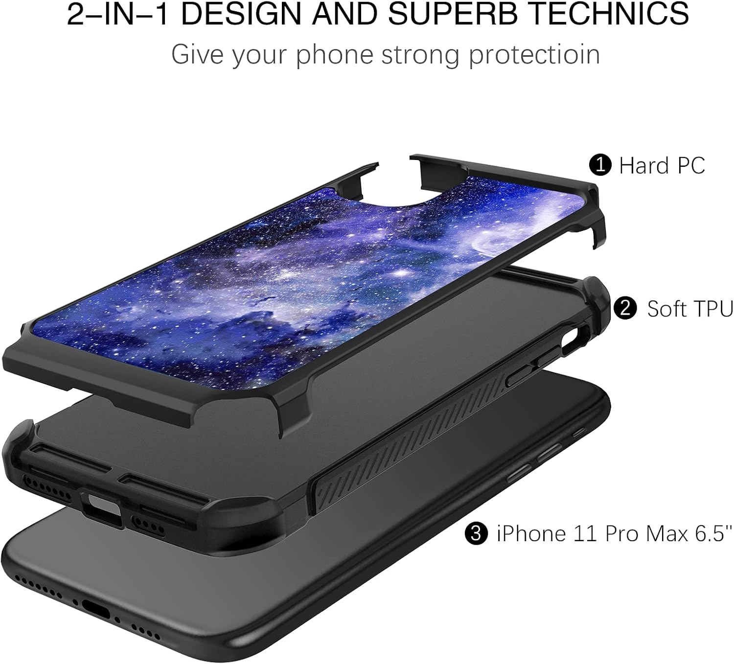 BENTOBEN iPhone 11 Pro Max Case, Shockproof Glow in The Dark Slim 2 in 1 Hybrid Hard PC Soft Bumper Nebula Space Design Luminous Protective Phone Cases Cover for iPhone 11 Pro Max 6.5", Blue Galaxy