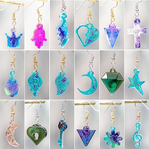 Miniatura 7 de Moldes de resina para aretes, moldes de fundición de joyería de silicona, hoja, estrella, luna, notas, moldes para colgantes, llaveros y collares