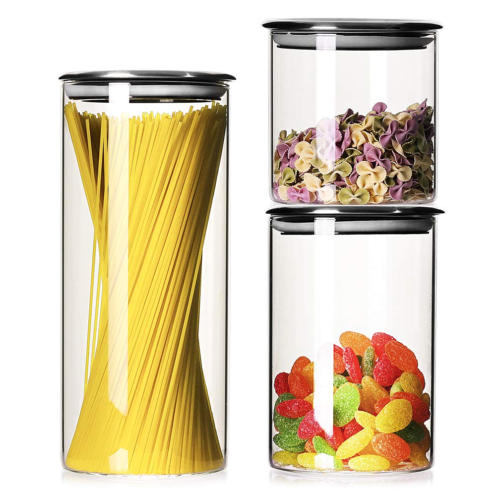 Buy LUXU Glass Storage Jars,20 OZ/33 OZ/54 OZ Clear Glass Canisters Set