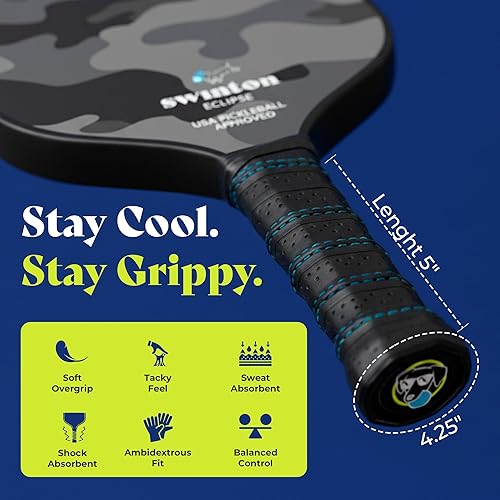 Miniatura 5 de Paleta de pickleball de Swinton Pickleball con cara de grafito duradera y agarre de felpa prémium