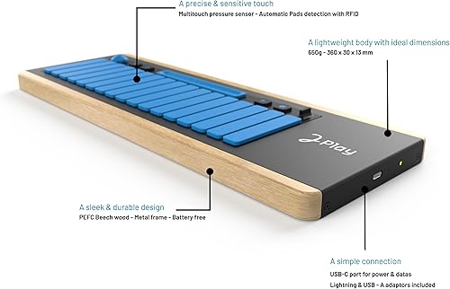 Miniatura 2 de J-Play Keys Water  Controlador MIDI. 17 teclas y zona de efectos. Aplicación musical dedicada incluida - Plug & Play Instrumento de música