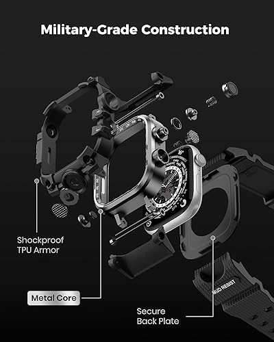 Miniatura 4 de amBand M3 - Funda resistente con correa diseñada para Apple Watch Series 987 de 1.772 pulgadas, protector militar resistente a prueba de golpes,