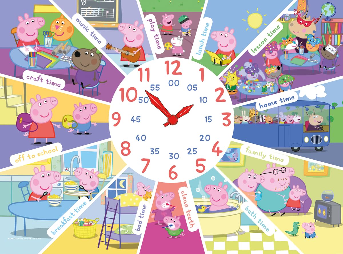 Ravensburger Peppa Pig: Tell The Time 60 Piece Clock Jigsaw Puzzle for Kids - Screen-Free Activity Boosts Concentration and Focus - MESH AccreditedThe Forest Stewardship Council