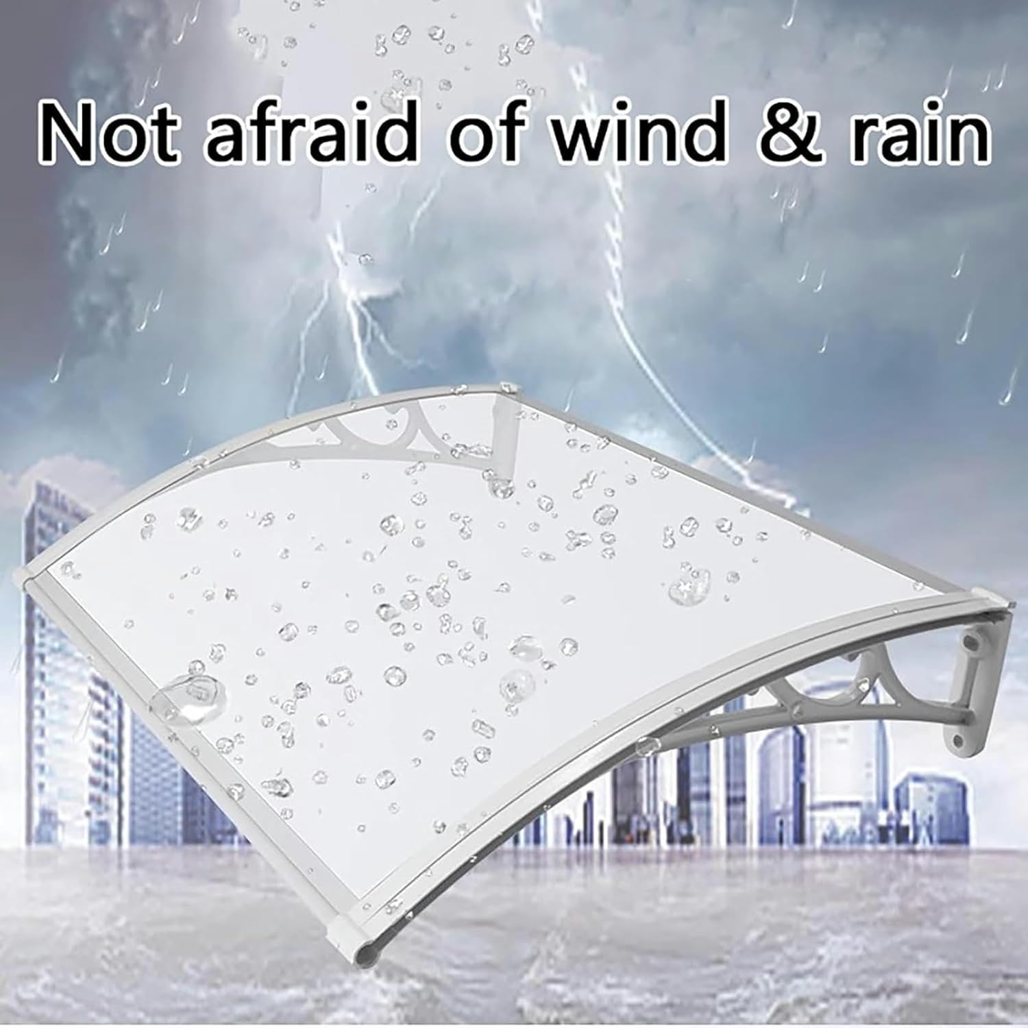 Patio Awning with Bracket, Door Canopy Patio Canopy, Door Awning Polycarbonate Cover Front, Aluminum Window Awning Exterior for UV, Rain Snow Protection Hollow Sheet, 60-300cm (Color : Transparent,
