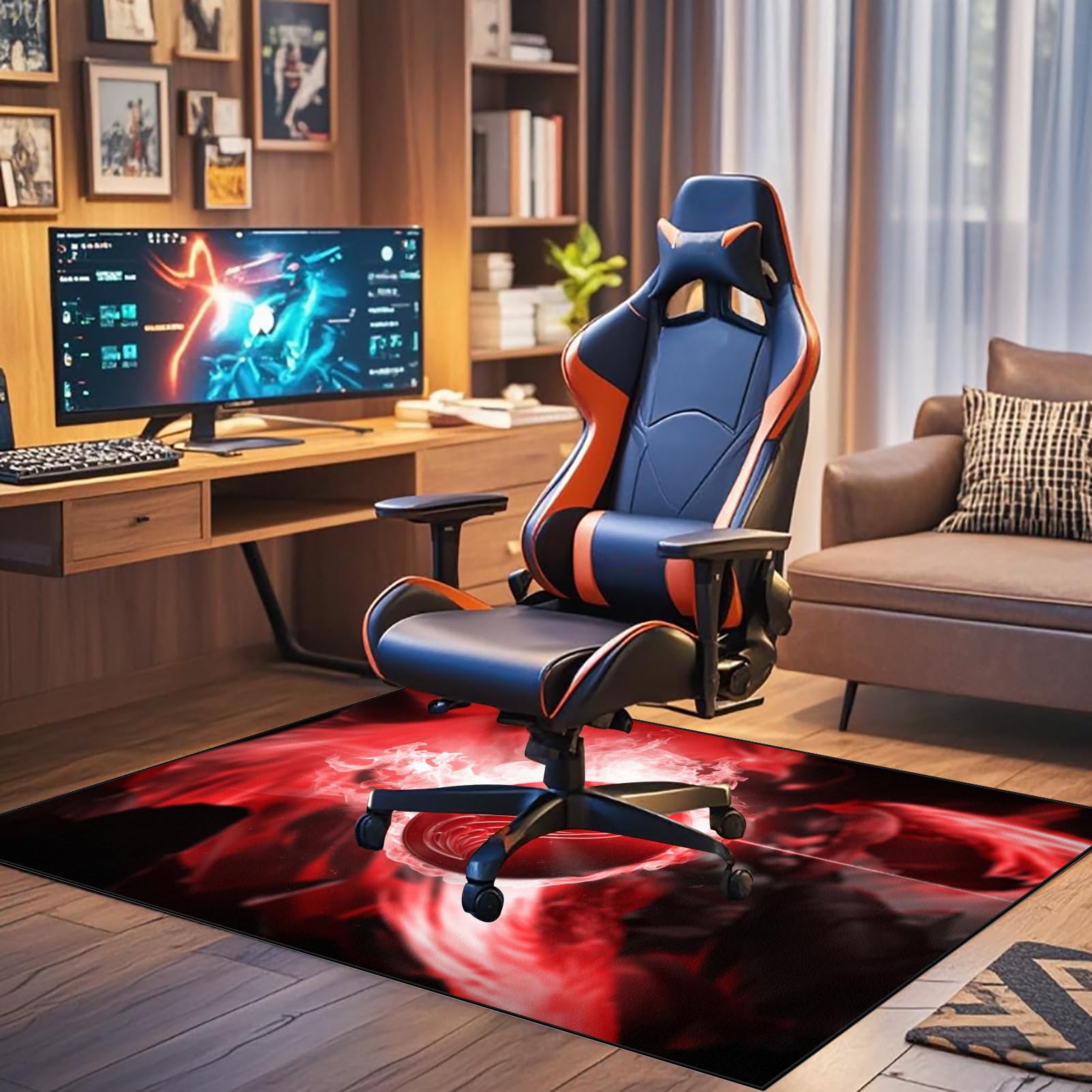Bodenschutzmatte Gaming Teppich, Unterlage Schreibtischstuhl, Bürostuhl Matte, 200 x 230 cm Bodenschutz Bürostuhl Teppichschoner für Parkett, Laminat, Hartböden und Teppichboden