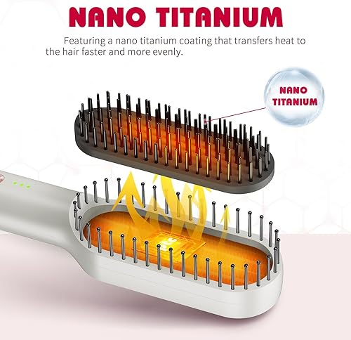 Miniatura 4 de BLUSHMARKS Cepillo alisador de cabello, cepillo para alisar el cabello, plancha plana para cabello suave y antiencrespamiento, doble voltaje,