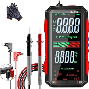 True Rms 6000-Count Digital Voltmeter, Fs899l Smart Digital Multimeter, USB Rechargeable Digital Multimeter 6000 Counts, Large Color Screen, Backlight, Multimeter Tester Auto Ranging FS899L