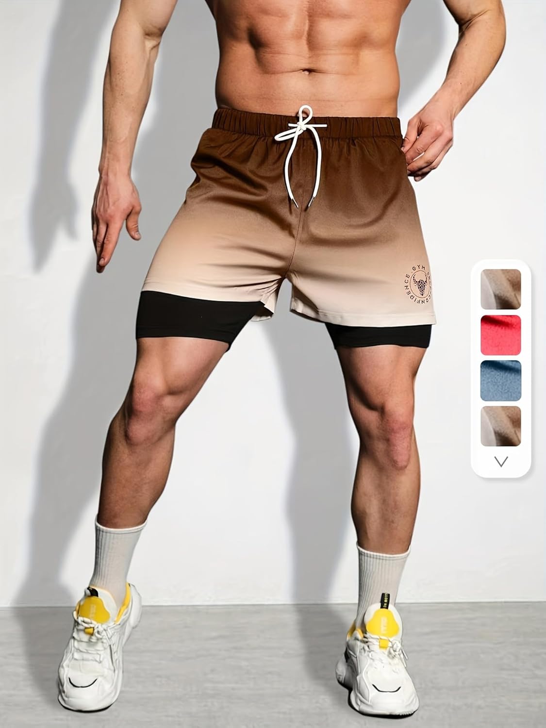 Men's 2-in-1 Athletic Casual Shorts,with Inner Pockets,Quick Dry Gym Workout Running Shorts
