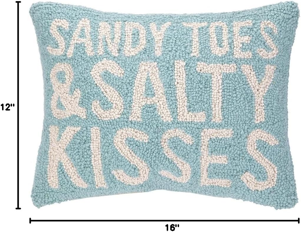 Peking Handicraft Hook Pillow, 12 by 16-Inch, Sandy Toes Salty Kisses