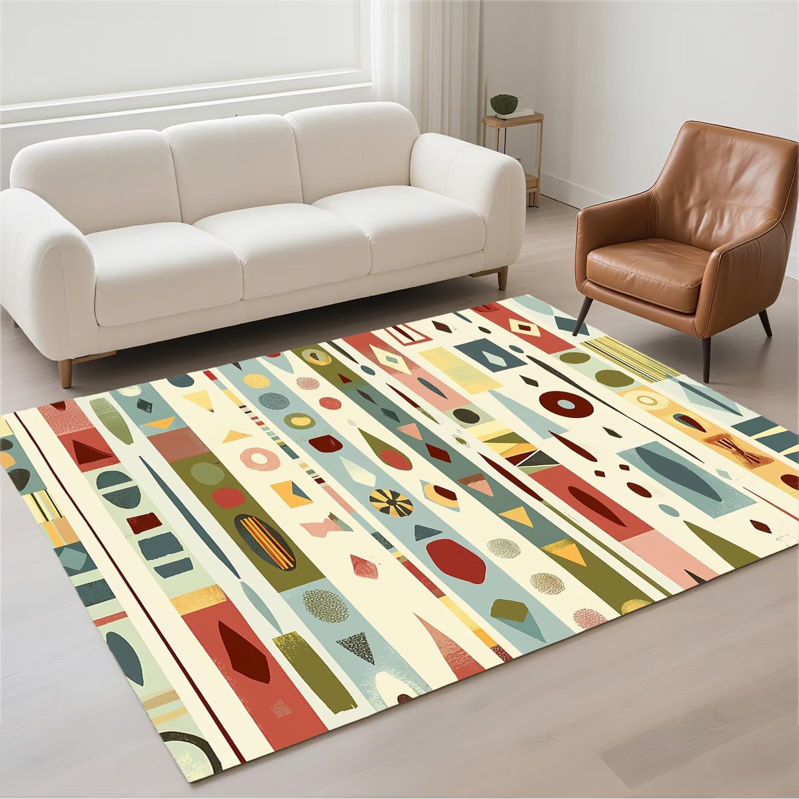 Tapis salon imperméable et lavable grand tapis moderne antidérapant
