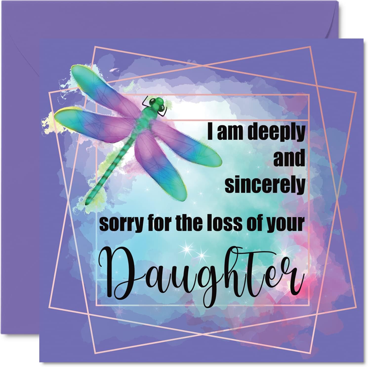 Sympathy Cards - Sorry For The Loss Of Your Daughter - Sorry Mourning Bereavement Cards for Adults, 145mm Condolences Thinking of You Card, Dragonfly Sympathy Greeting