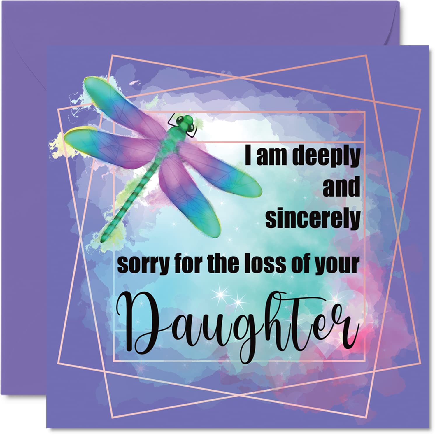 Sympathy Cards - Sorry For The Loss Of Your Daughter - Sorry Mourning Bereavement Cards for Adults, 145mm Condolences Thinking of You Card, Dragonfly Sympathy Greeting