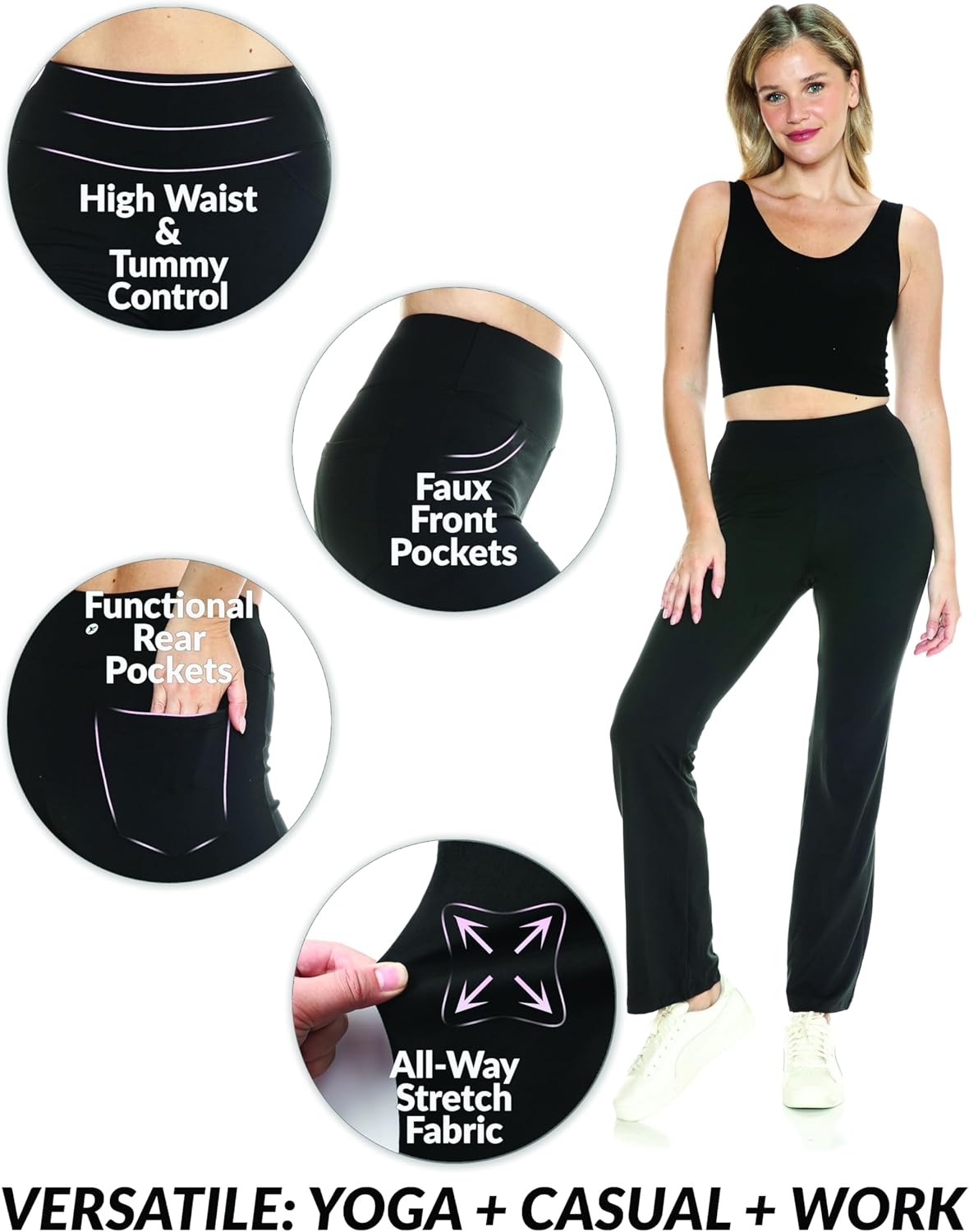 Leggings Depot Women's Fabluxe Flare Leggings Bootcut Wide Leg Yoga Pants for Workout, Yoga, Office - Image 2