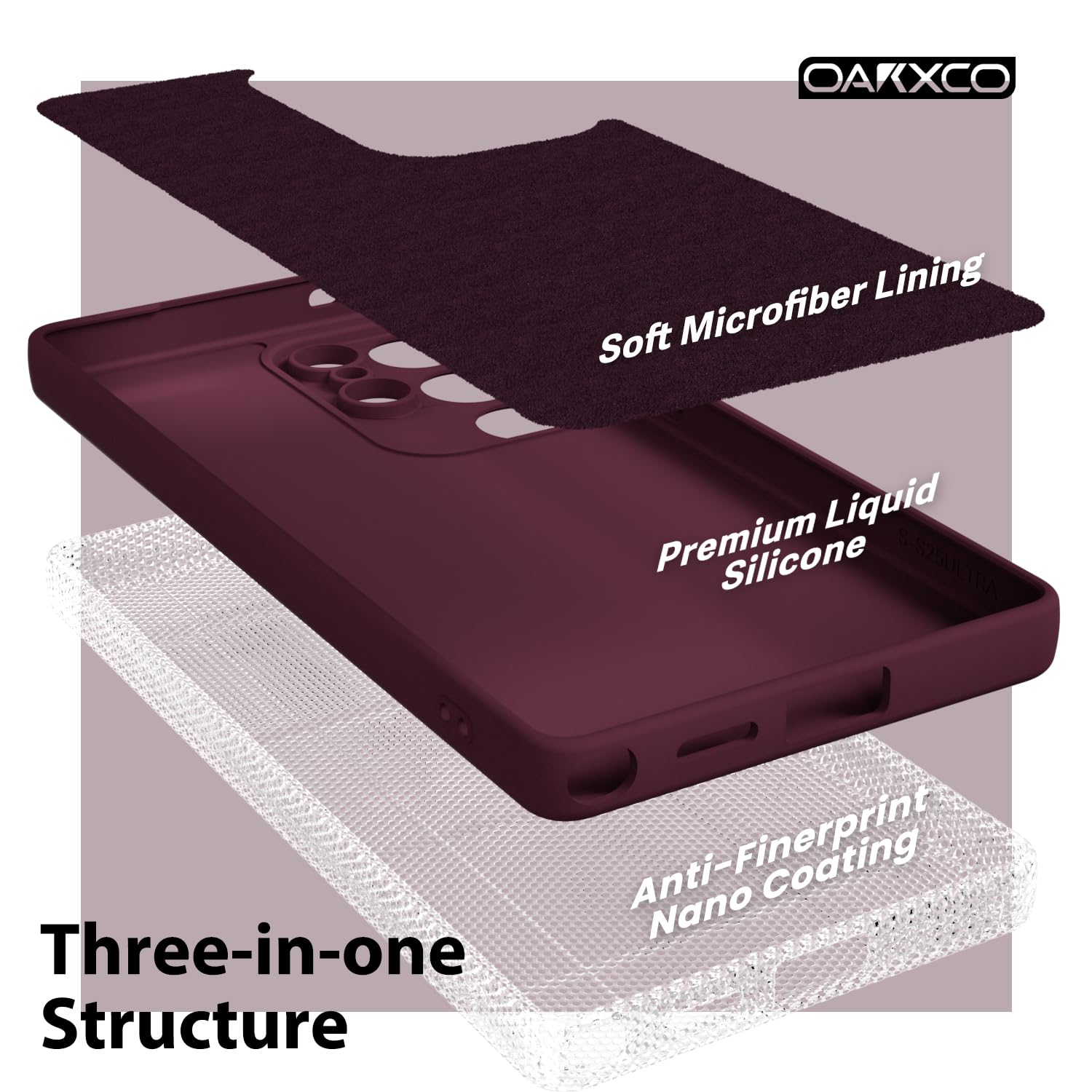 oakxco for Samsung Galaxy S25 Ultra Case Silicone, Thin Slim S25 Ultra Phone Case for Women Men, Aesthetic Solid Color, Soft Rubber Gel Plain Protective Bumper Grip, Burgundy Fall — view 5
