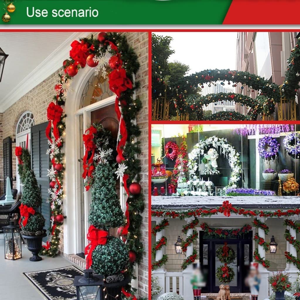 Coronas navideñas Artificiales con Luces, Corona navideña para Puerta de Entrada, Corona navideña Artificial Que Funciona con Pilas para decoración de Pared navideña para