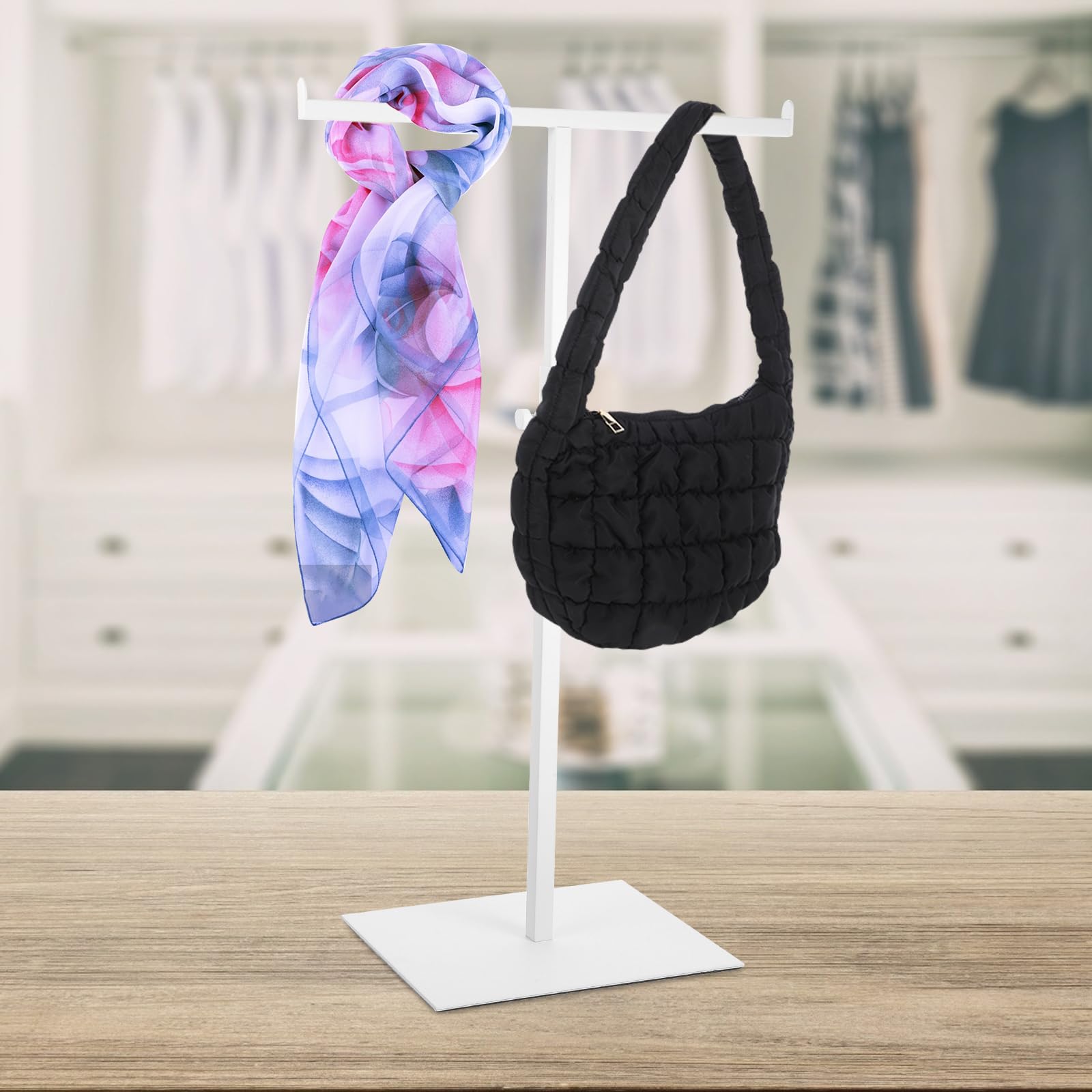 Expositor de Corbatas y Bufandas Soporte para Sombrero de Peluca para mostrador Soporte de exhibición de Bolsos Ajustable Percha monederos estantes de exhibición Estante del Bolso