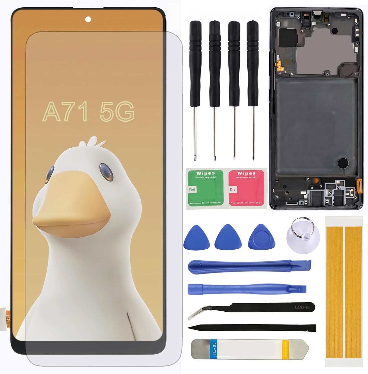 for Samsung A72 Screen Replacement 6.7inch Galaxy SM-A725M SM-A725F SM-A725F/DS SM-A726B SM-A726B/DS Assembly LCD Display Touch Screen Digitizer with Frame Repair Tools