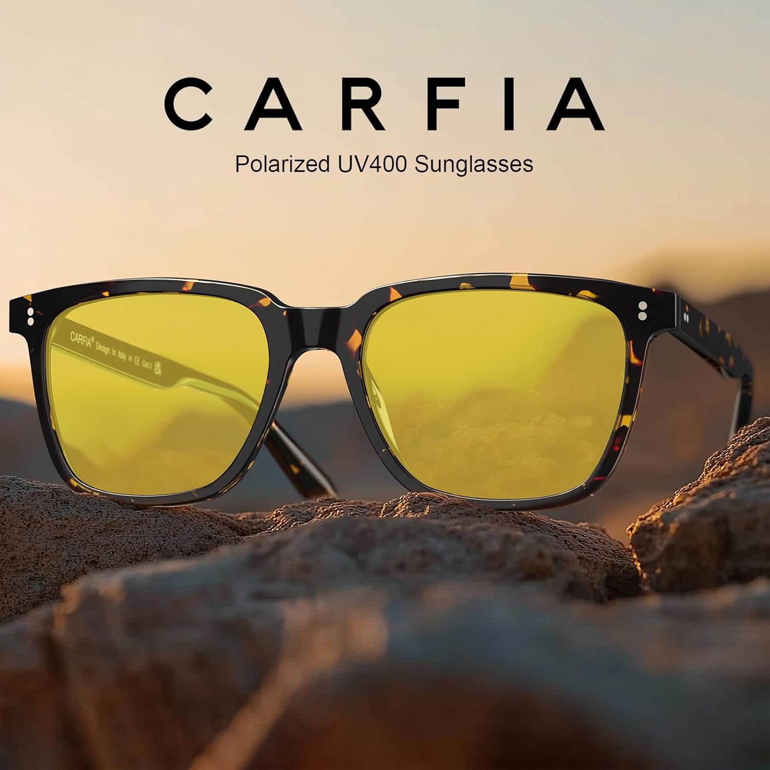 CARFIA Retro Night Vision Glasses for Men - Acetate Square Night Driving Glasses, Reduces Headlight Glare & Enhances Clarity - Image 7