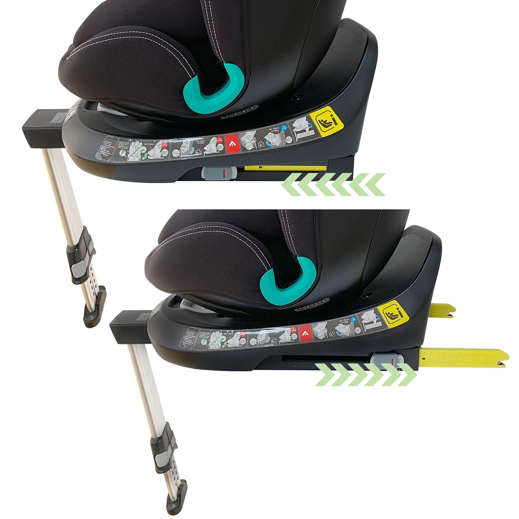 XOMAX G409 - Seggiolino girevole a 360°, base ISOFIX I con crescita, 0 – 36 kg, 0 – 12 anni, gruppo 0+/1/2/3, cintura a 5 punti, cintura a 3 punti, rivestimento lavabile I ECE R129