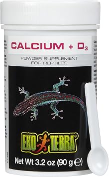 Exo Terra Calcium + D3 Powder Ultra-fine, Phosphorus Free Formula Boosts Bone Health & Calcium Absorption Ideal for Insects, Fruits & Veggies 3.2 oz.