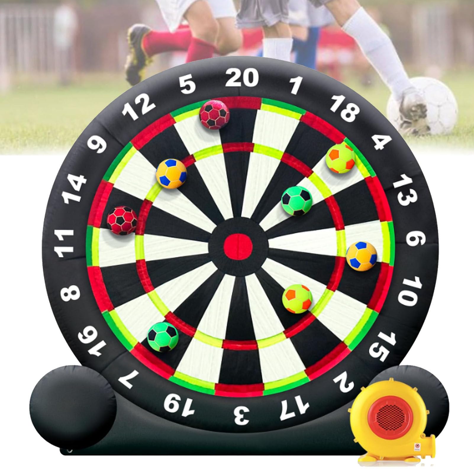 Oiyekntd Dartboard Inflatable Target Game, Portable Soccer Training High-Adhesive Football Dart Set with Blower and 8 Balls for Outdoor Backyard Parties Team Building B-4M/13FT