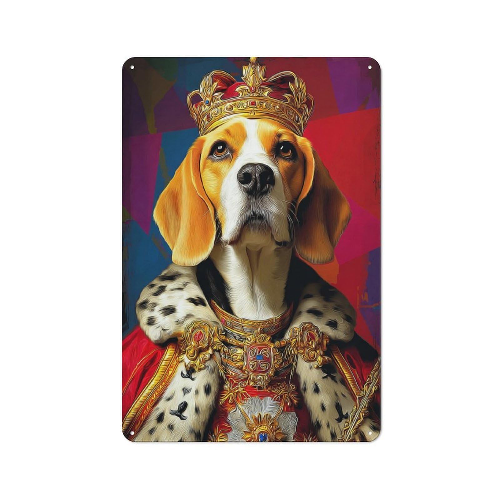 Junmoney Royal Beagle Portrait Art Vintage Tin Sign 30X20cm Featuring For Workshop Wall, Gift For Metal Sign Collectors During The Christmas Season