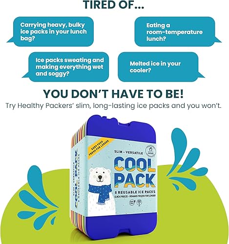 Miniatura 3 de Healthy Packers Paquetes de hielo para loncheras y enfriadores  Paquete fresco original  Paquete de hielo reutilizable delgado y duradero para