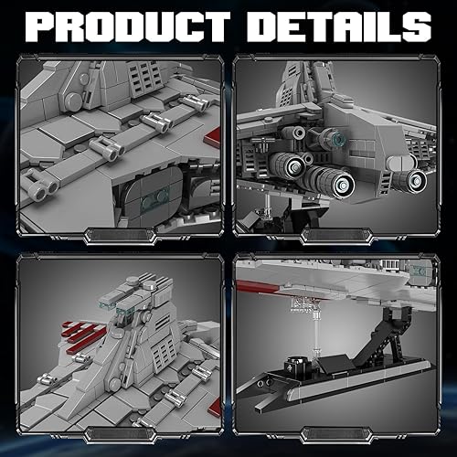 Miniatura 3 de OurRemenberance Kit de construcción Republic Attack Cruiser. 1320 piezas de modelo de nave espacial de clase venador, regalos para adolescentes y