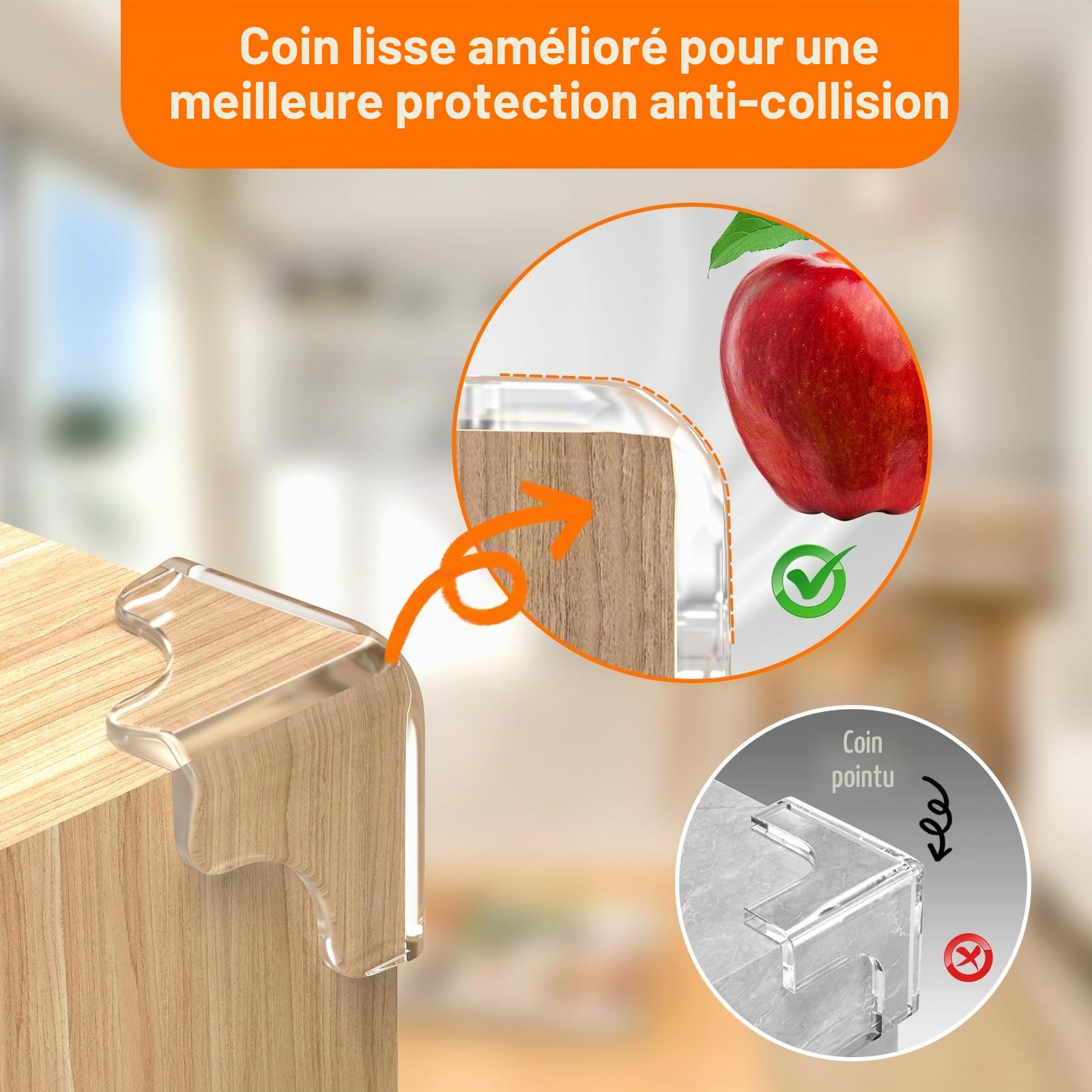 12PCS Coin de Table Protection Bebe, E-PROUSE Protection Coin de Table Transparent - Forte Adhérence - Securite Enfant Protection Angle Meuble