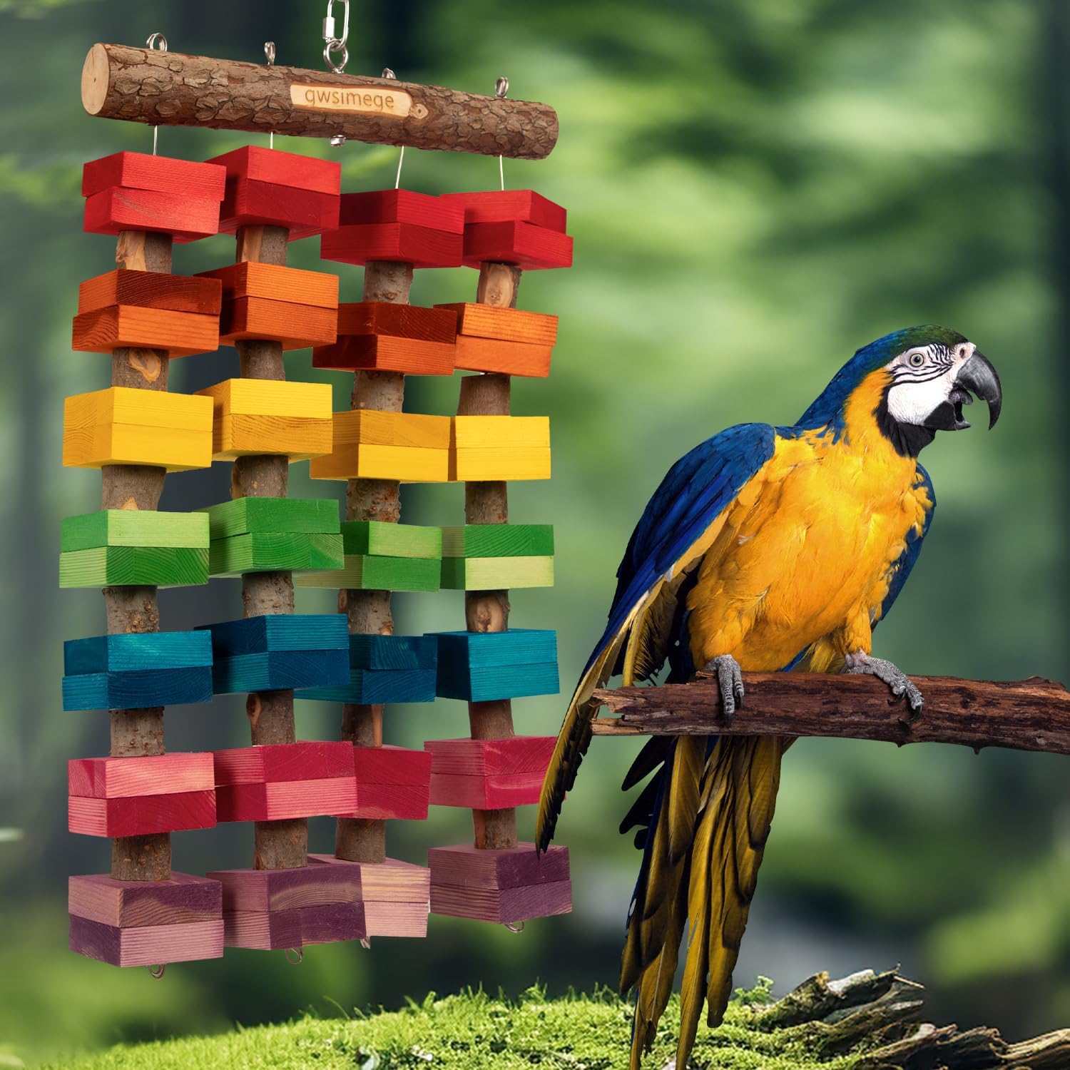 23.6"x13.7",2.17",Wooden Block 2.76" Macaw Toys,Large Parrot Toy,Large Bird toysLarge Macaws,Amazon Parrots.Provides an Ideal Place for Your Bird to chew and Climb